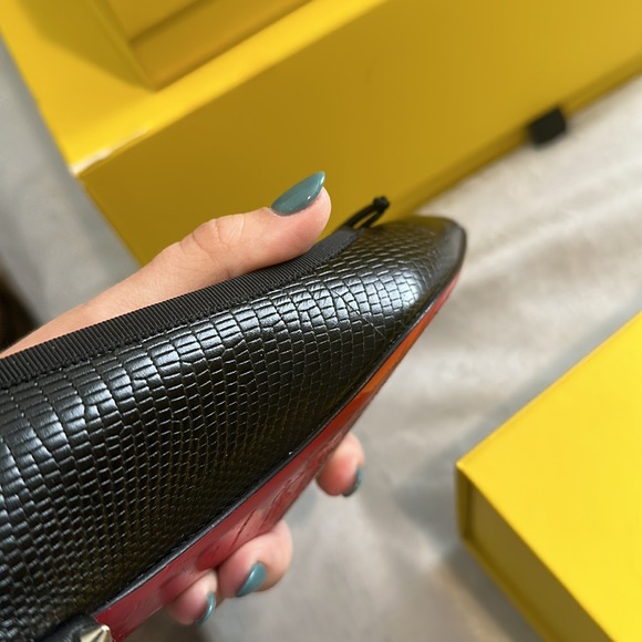 Louboutin Black Leather Spike Flats - Size 37 (US 7) - Picture 13 of 14
